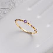 Tiny Flower Birthstone Band Ring